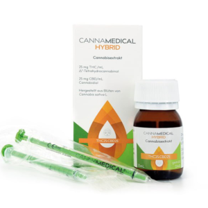 Cannamedical CM Cannabisextrakt THC 25 CBD 25 tropfen lösung extrakt stark hybrid pipette
